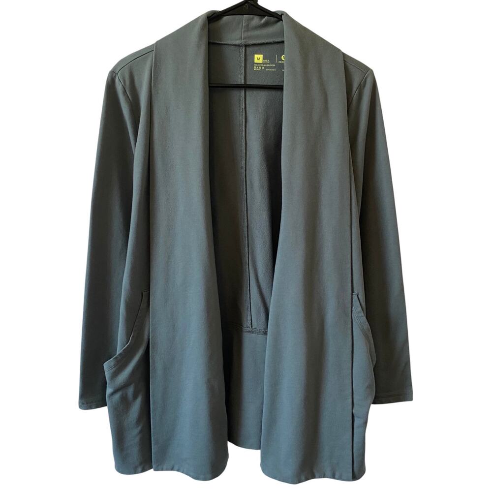 XERSION Teal Open Front Waterfall Cardigan Sweater Size Medium Pockets Cozy